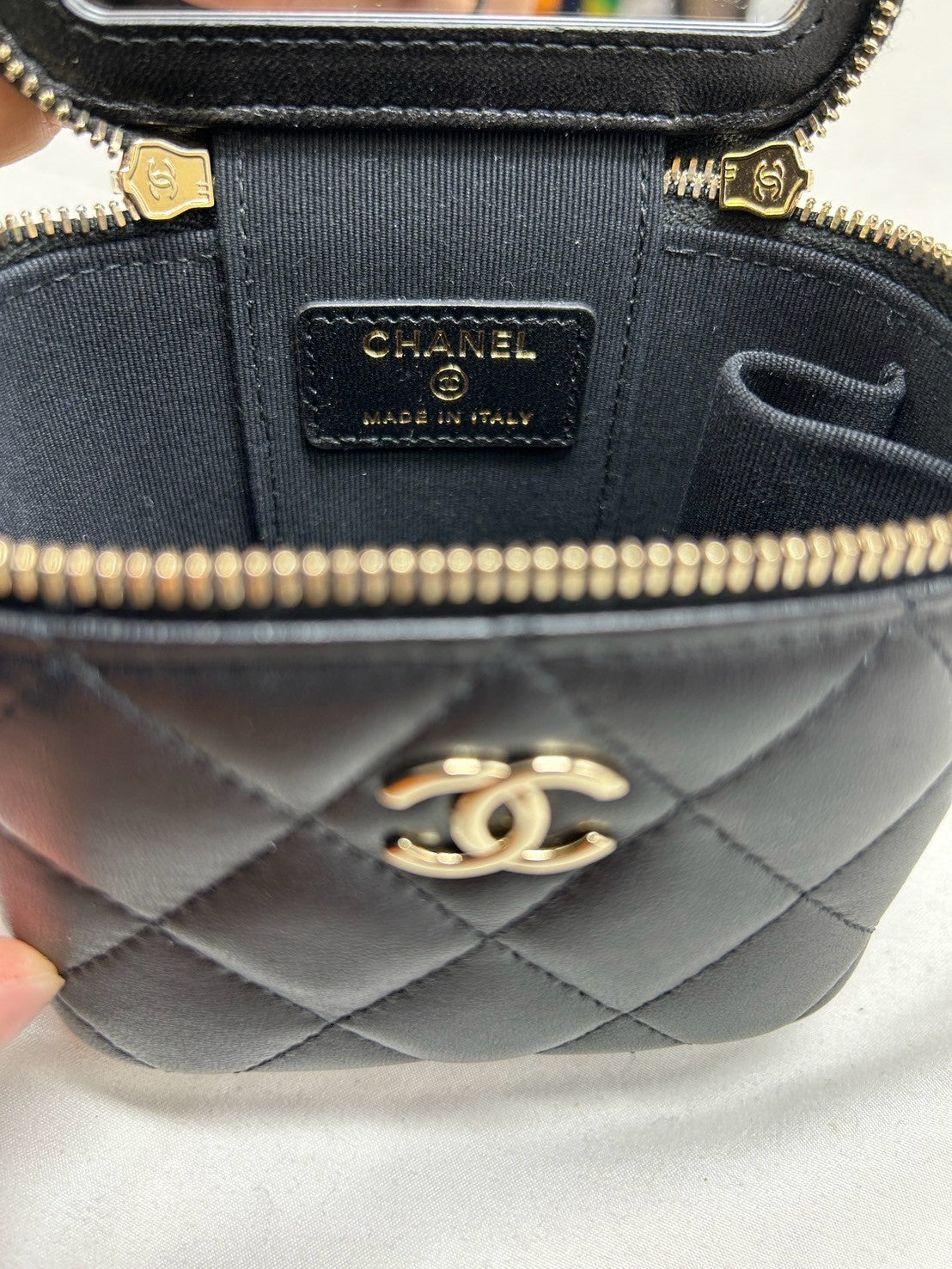 CHANEL shoulder bag Matelassé Vanity Bag Pearl
