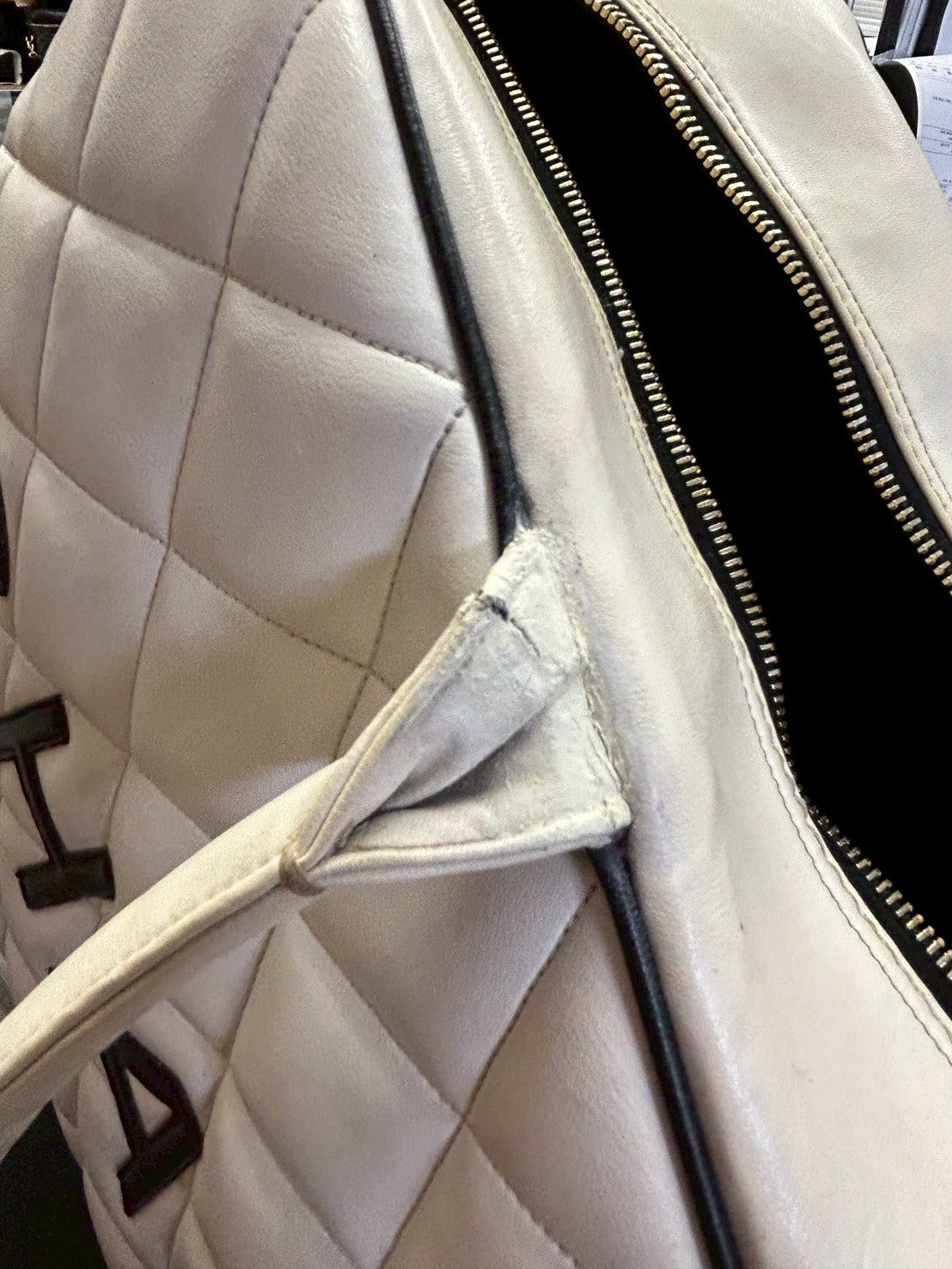 CHANEL Boston bag white