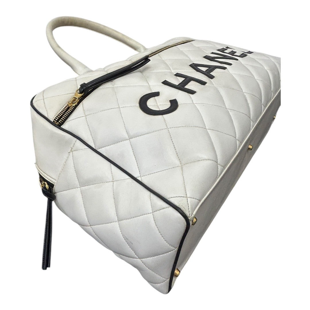 CHANEL Boston bag white