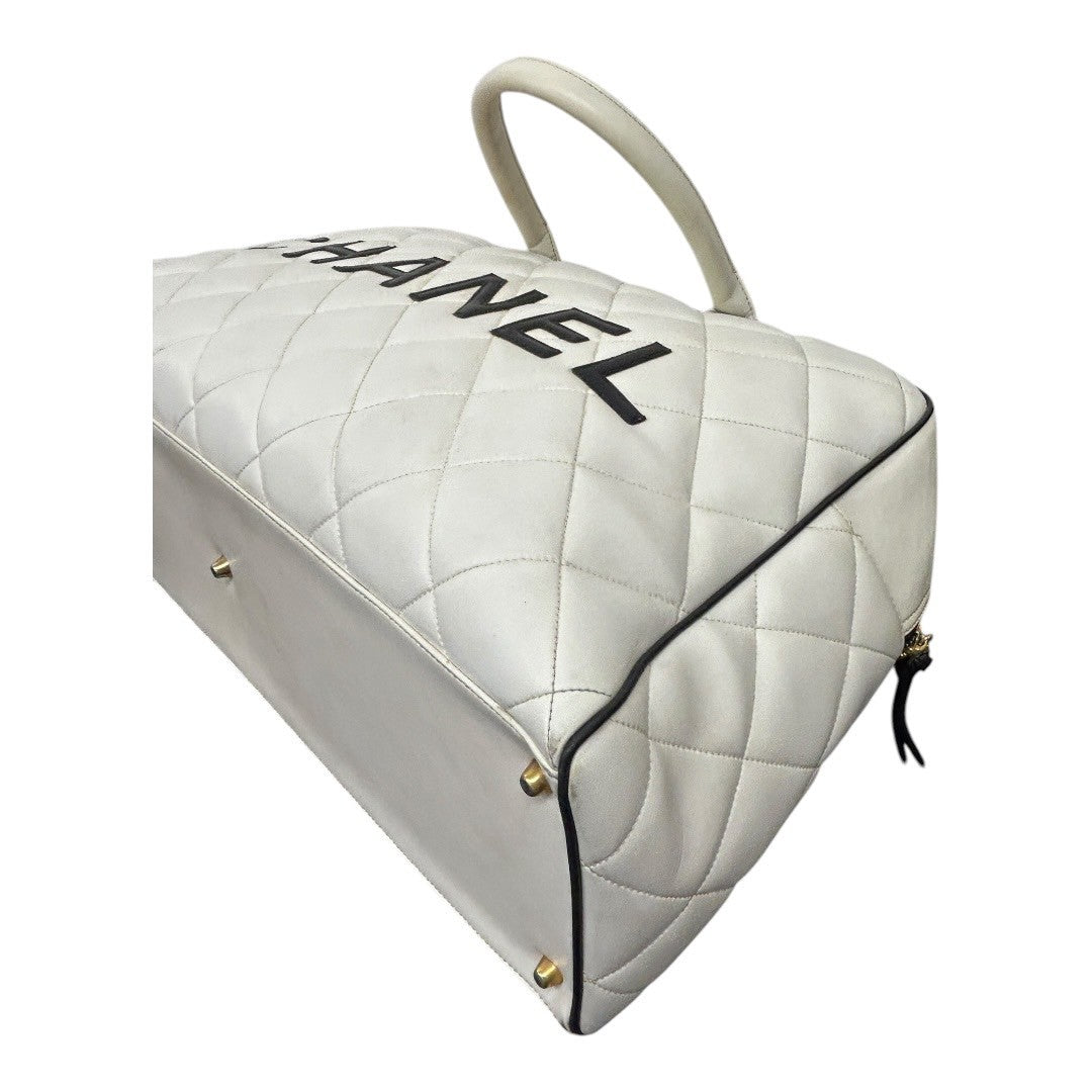 CHANEL Boston bag white