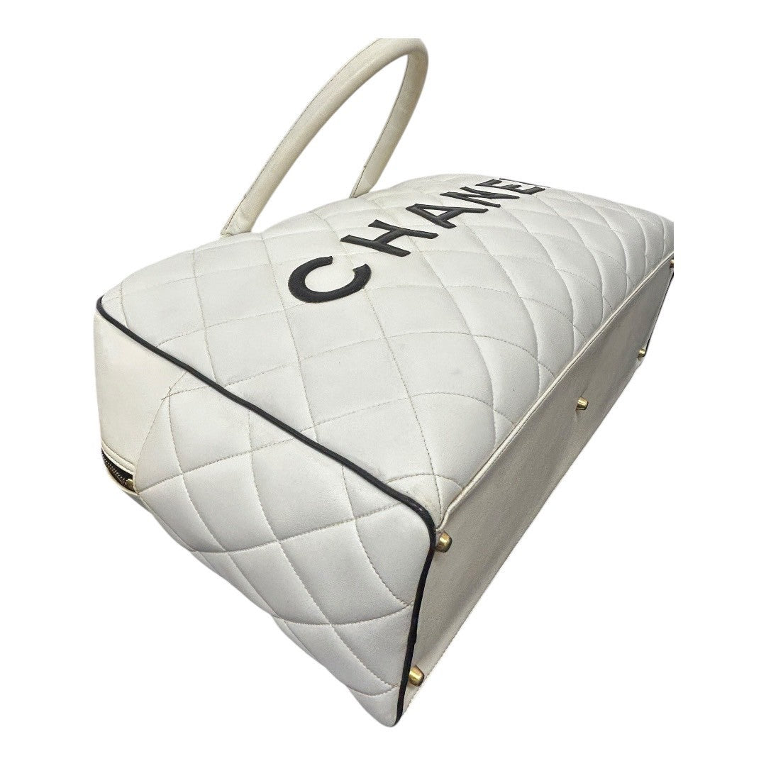 CHANEL Boston bag white