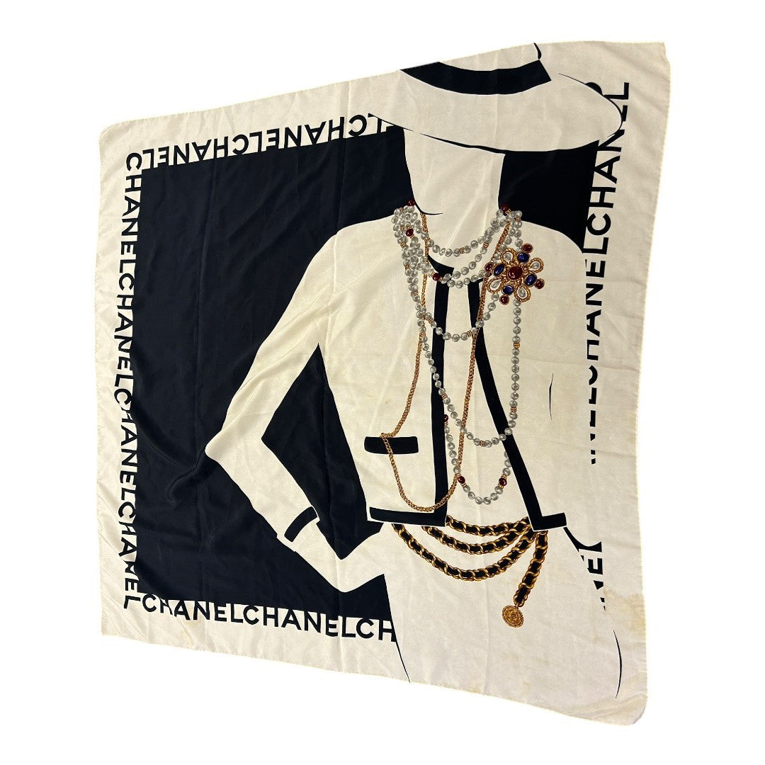 CHANEL Scarf Women's Accessories Mademoiselle White
