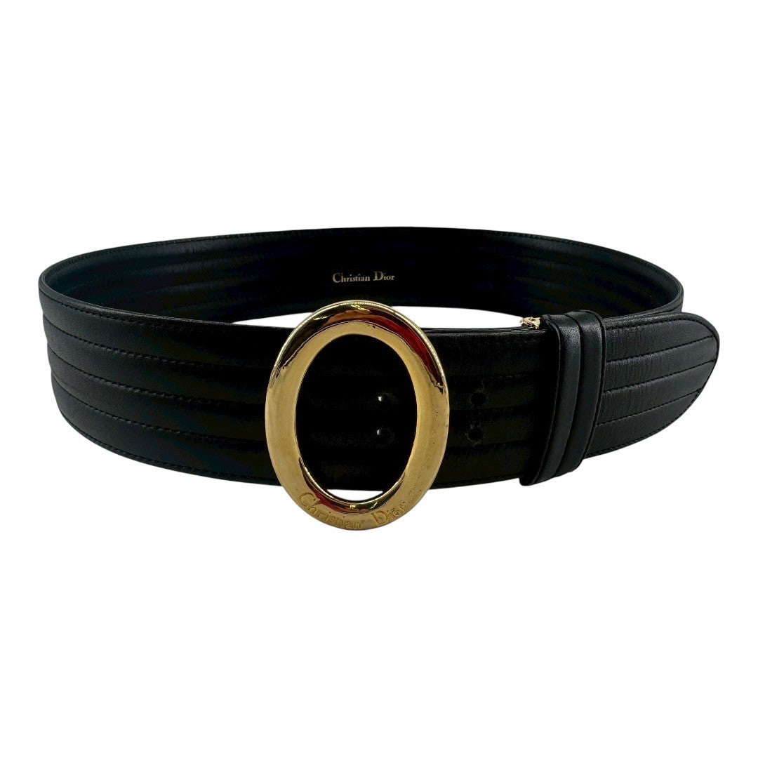 Dior Belt, gold hardware, men's, leather, black