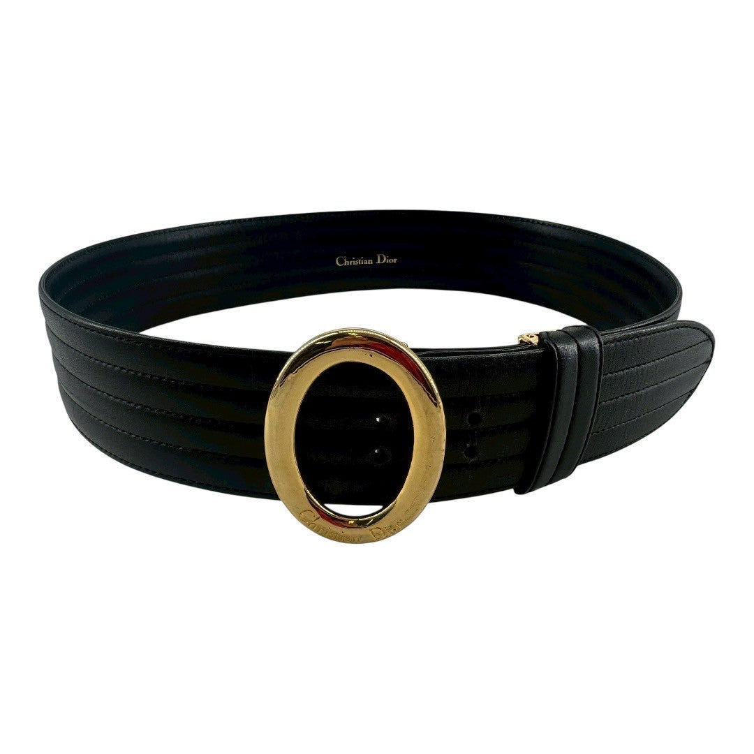 Dior Belt, gold hardware, men's, leather, black