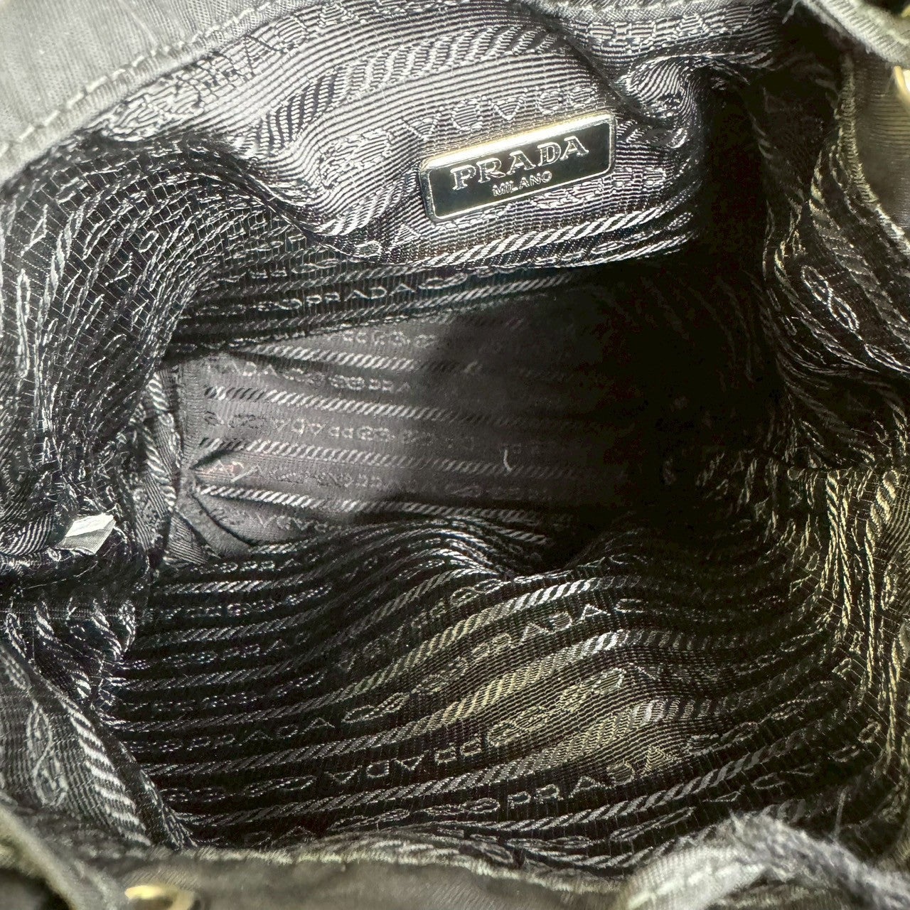 PRADA Pouch, nylon, ladies' bag, triangle logo, drawstri