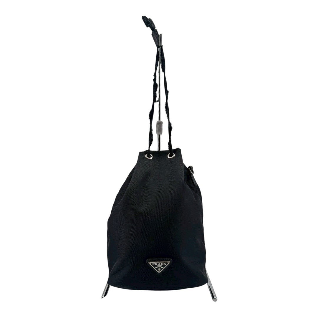 PRADA Pouch, nylon, ladies' bag, triangle logo, drawstri