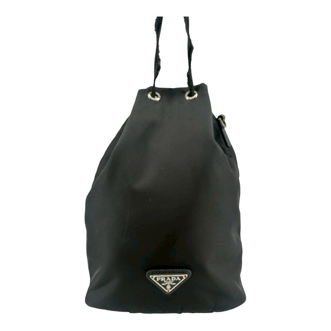 PRADA Pouch, nylon, ladies' bag, triangle logo, drawstri