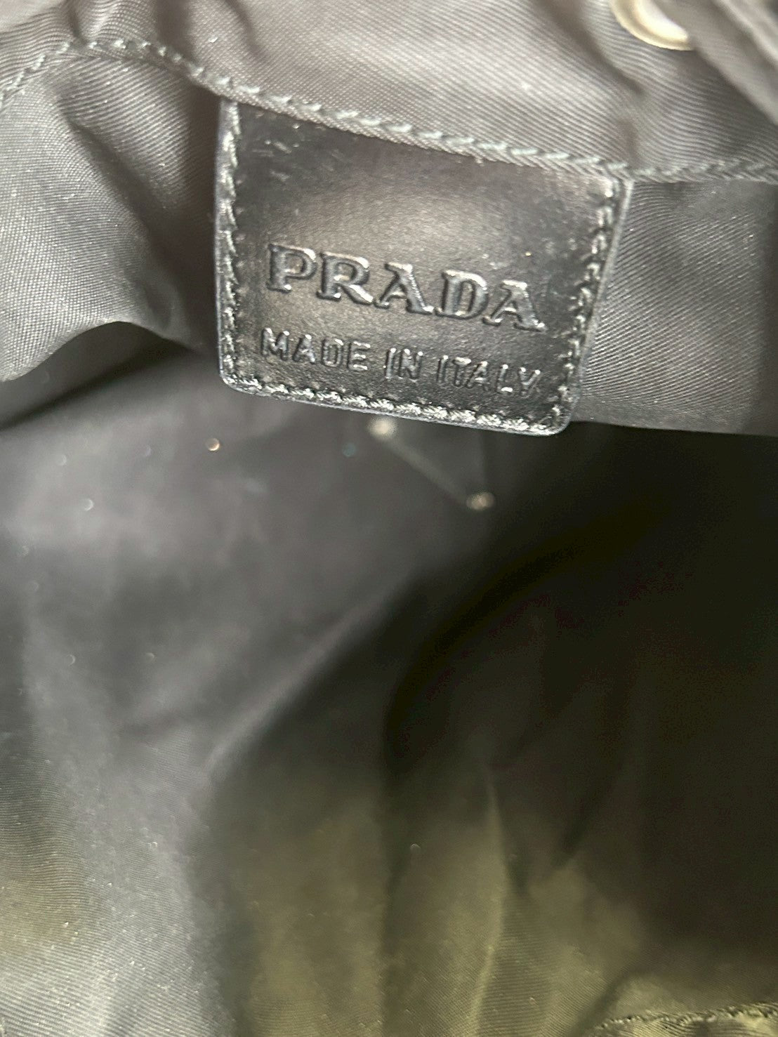 PRADA Nylon drawstring pouch with triangular logo