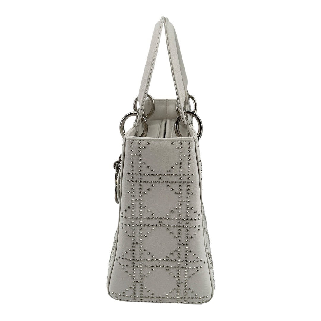 Dior Cannage Stud Handbag, Medium, White