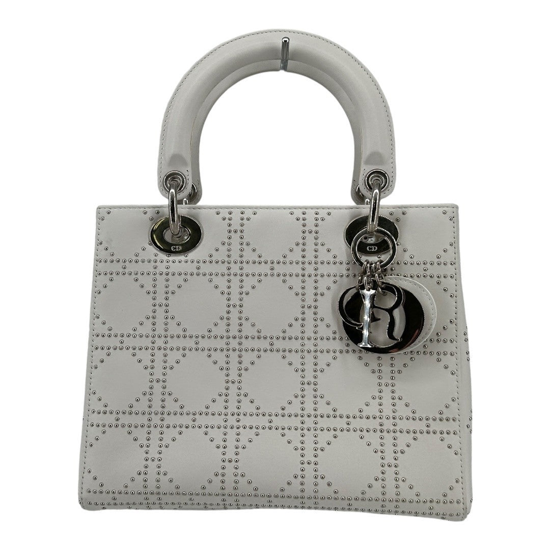 Dior Cannage Stud Handbag, Medium, White