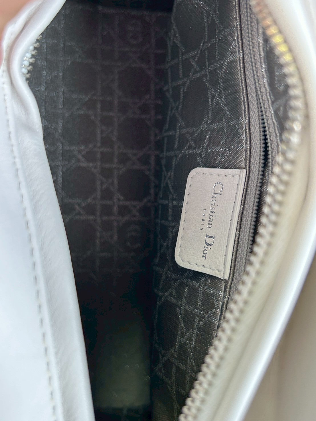 Dior Cannage Stud Handbag, Medium, White