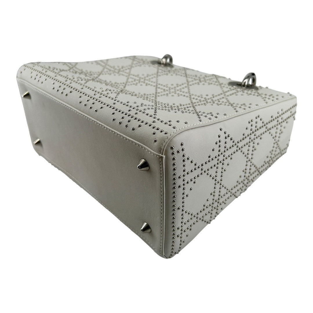 Dior Cannage Stud Handbag, Medium, White