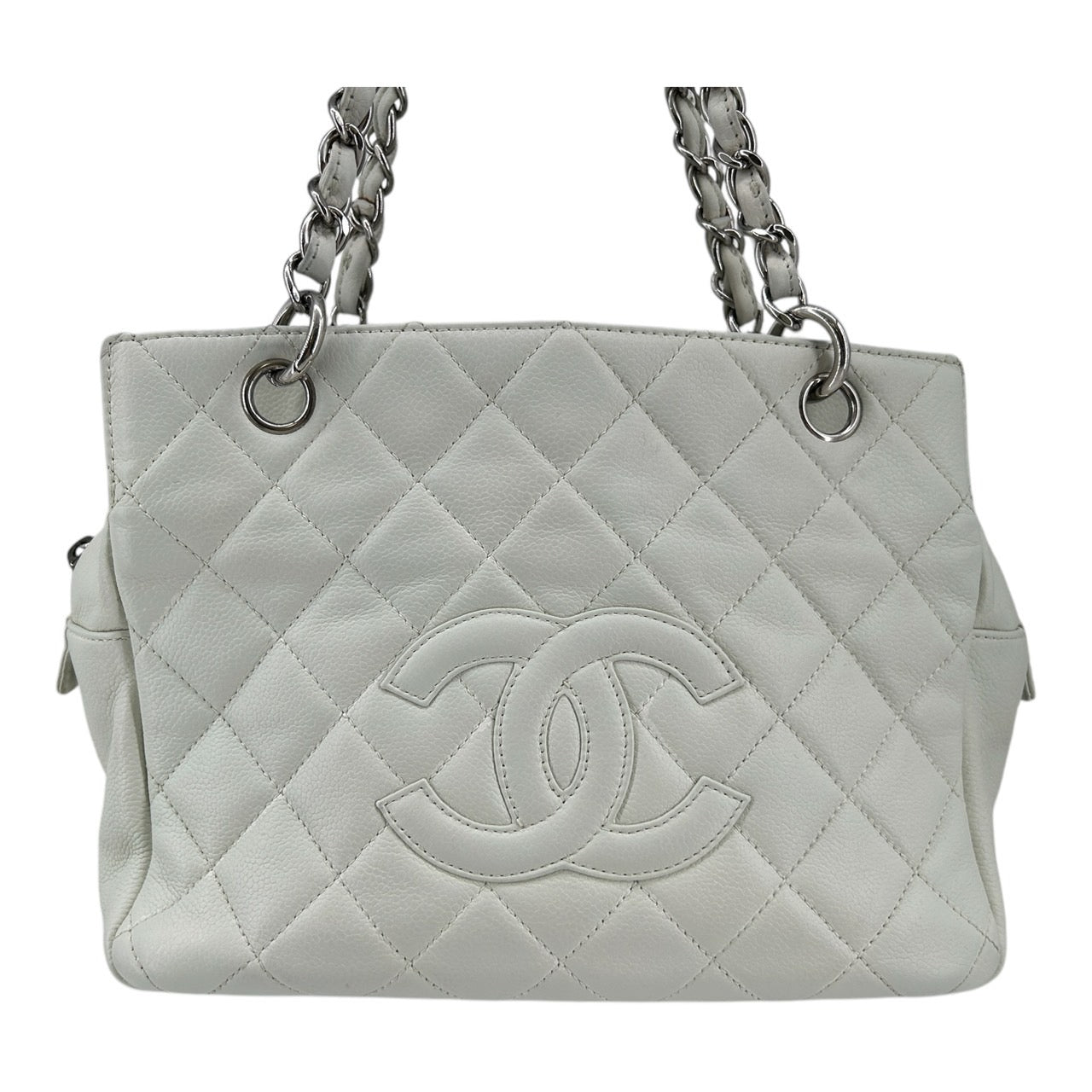 CHANEL Caviar Skin white bag PST