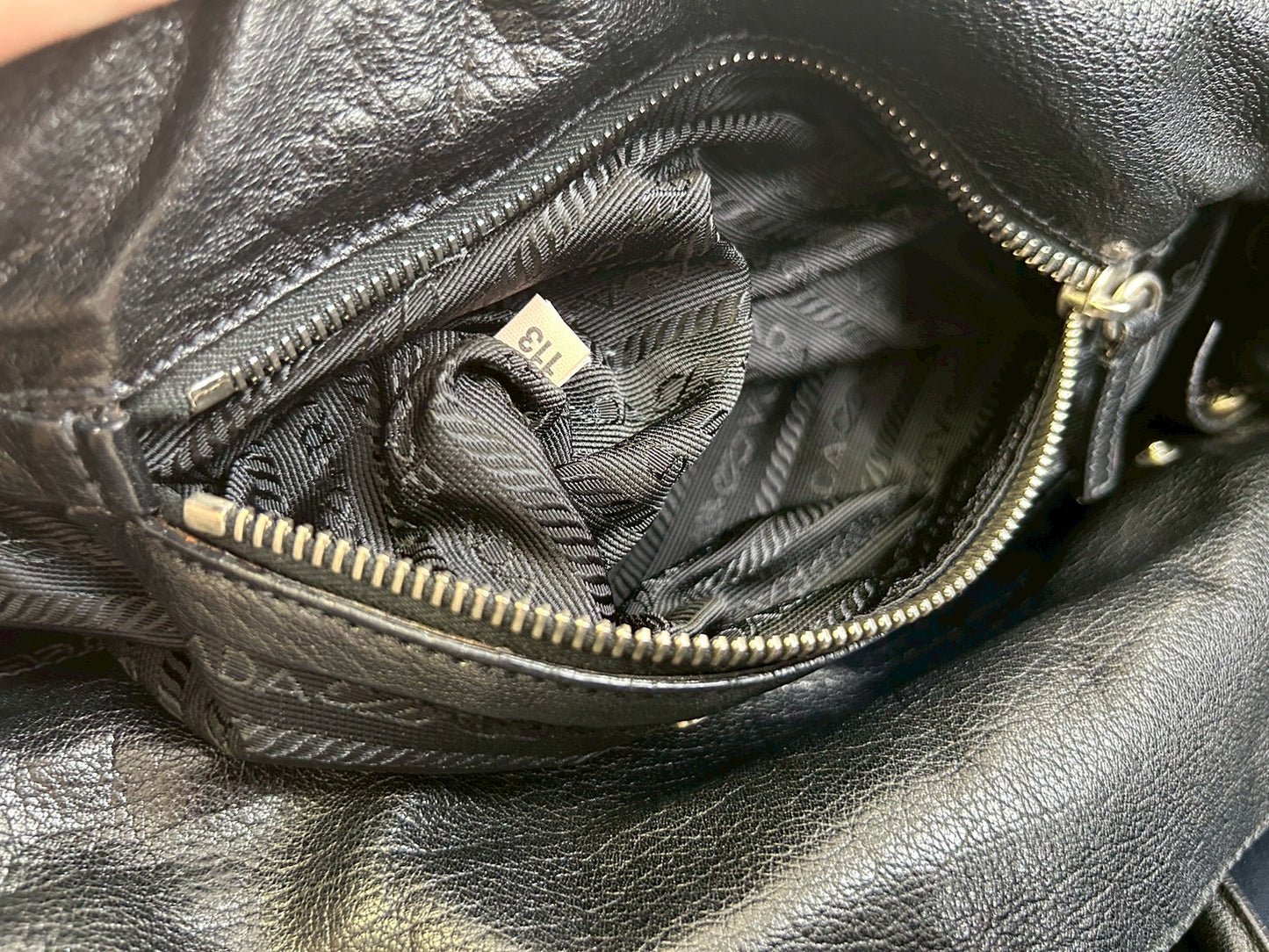 PRADA　Nylon handbag with triangular logo for women