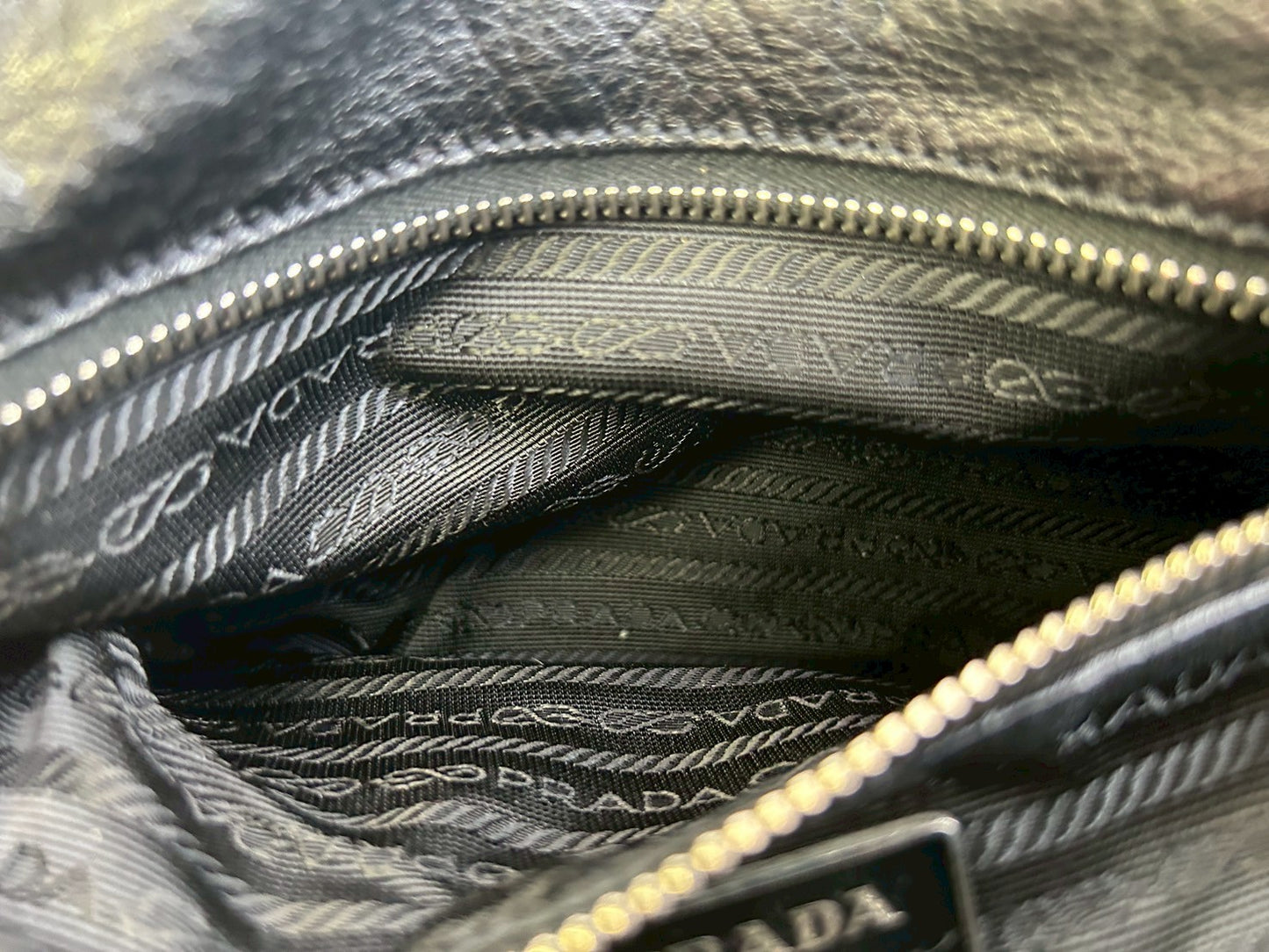 PRADA　Nylon handbag with triangular logo for women