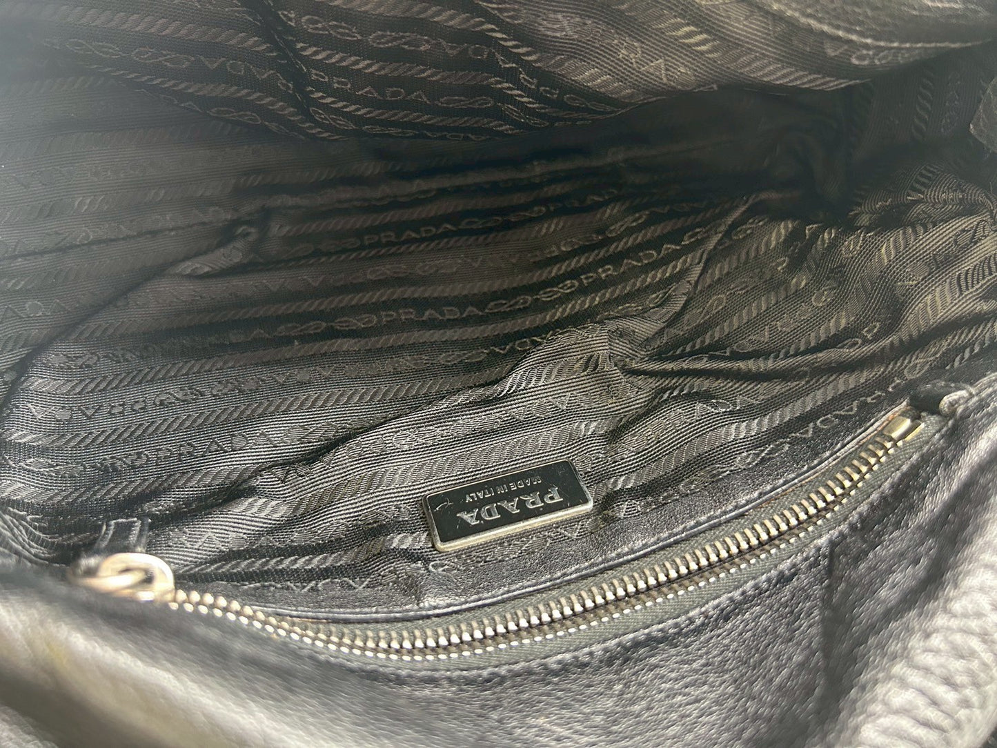 PRADA　Nylon handbag with triangular logo for women