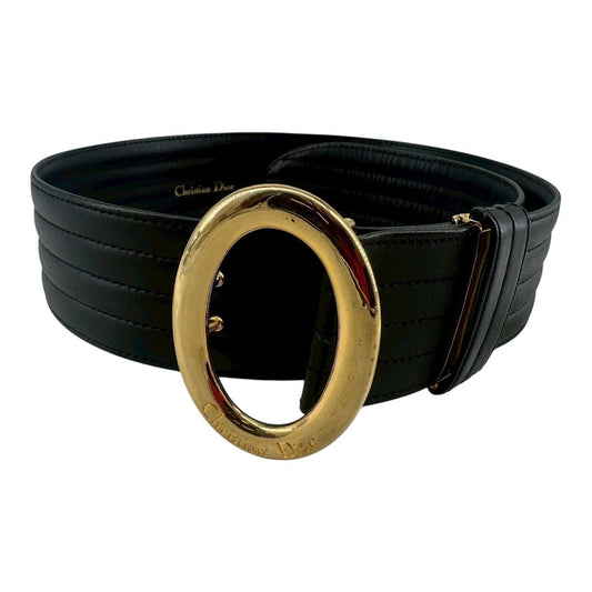 Dior  Belt, gold hardware, men's, leather, black