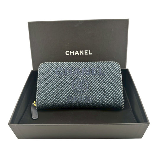 CHANEL  Wallet Mini Round Zipper Denim Deauville