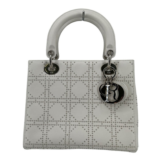 Dior　Cannage Stud Handbag, Medium, White