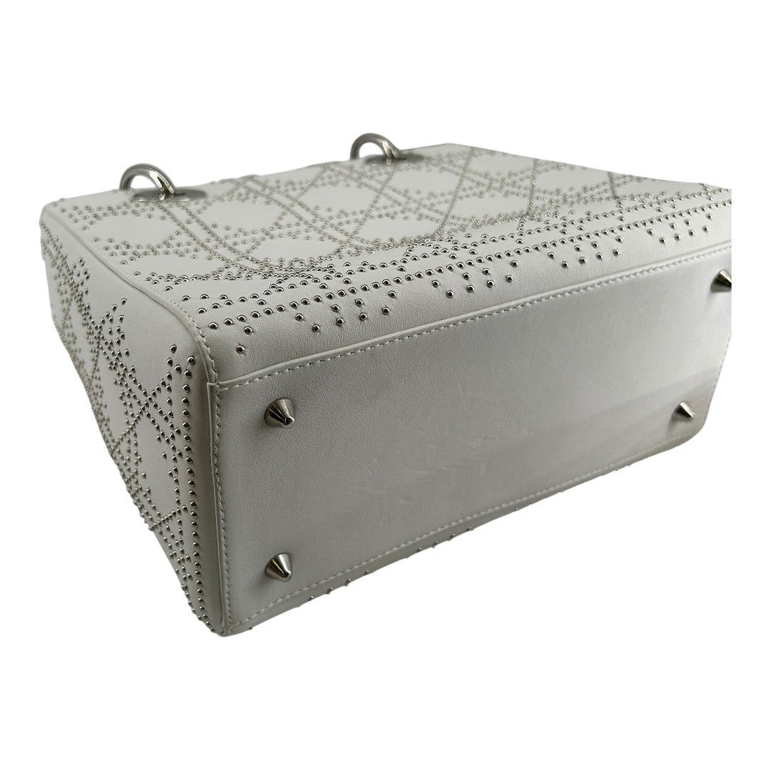 Dior　Cannage Stud Handbag, Medium, White