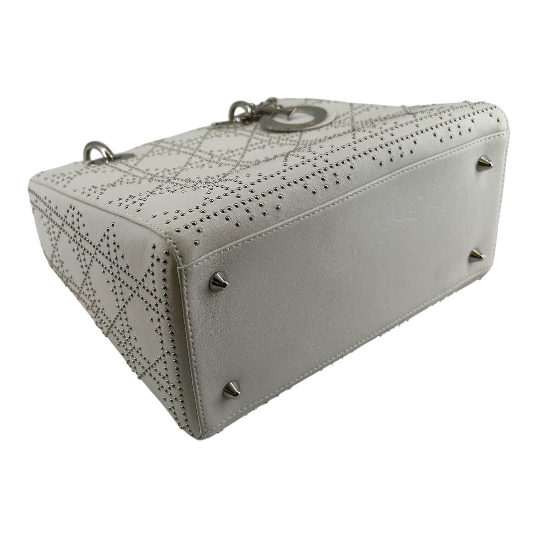 Dior　Cannage Stud Handbag, Medium, White